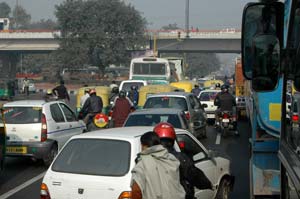 Verkehrschaos in Indien