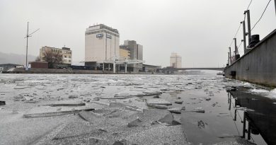 Eisschollen im Neckarhafen