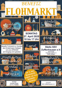Benefiz-Flohmarkt 27. April 2025 mit Button